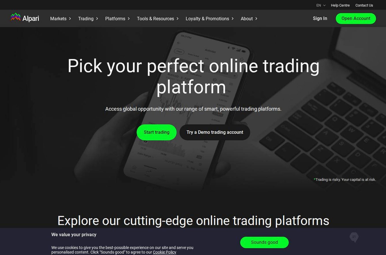 The platform page on the Alpari website