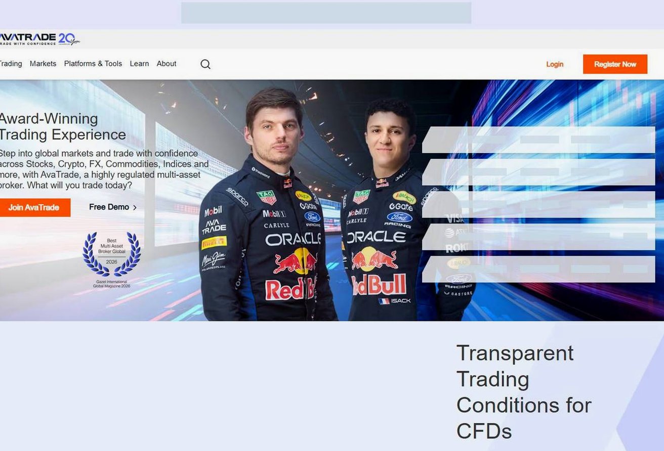 Screenshot of the AvaTrade website