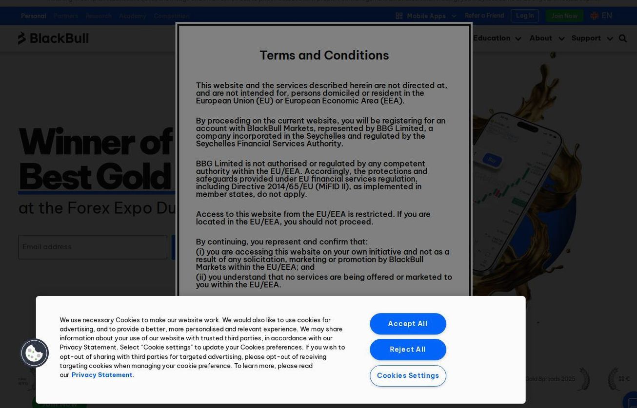 Screenshot of the BlackBull Markets website