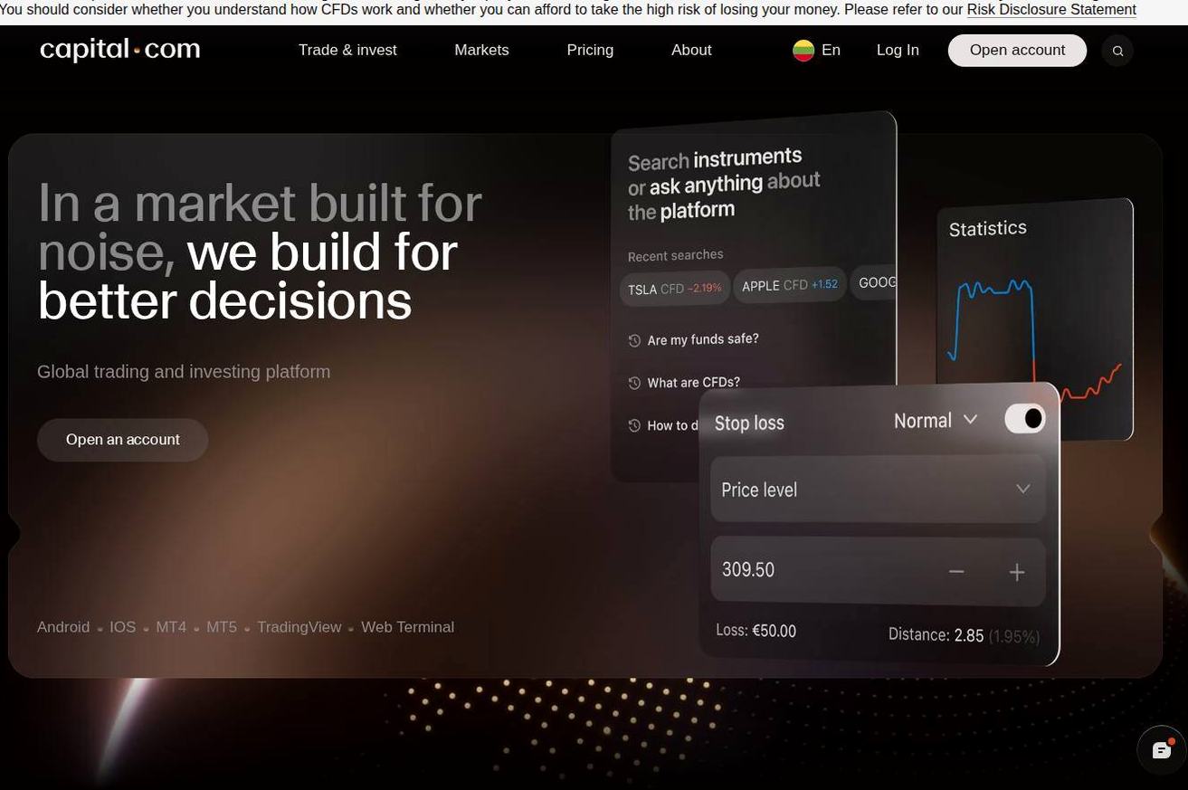 Screenshot of the Capital.com website