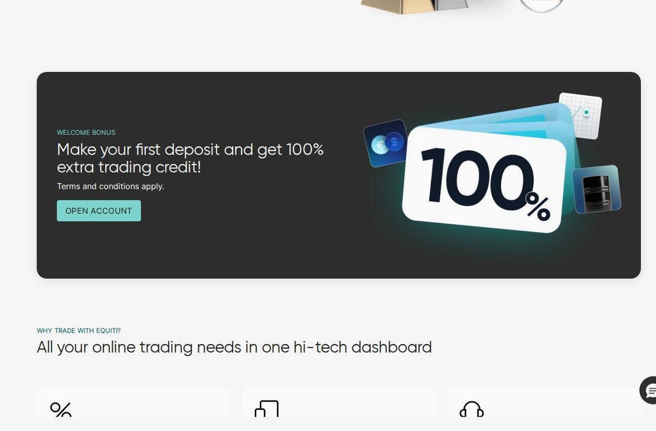 Screenshot of the Equiti website