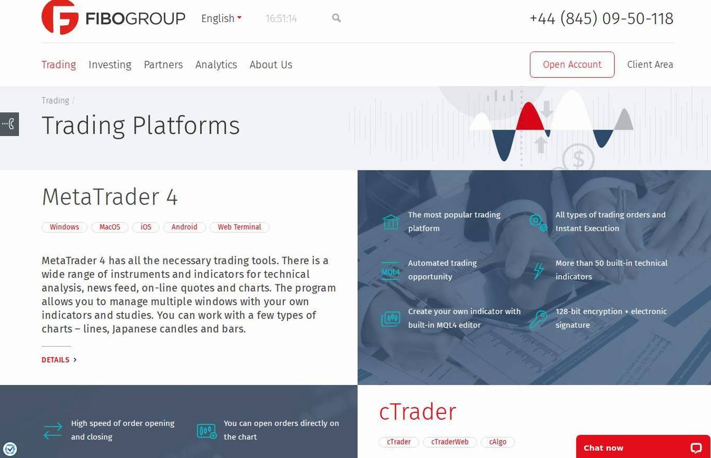 The platform page on the FIBO Group website