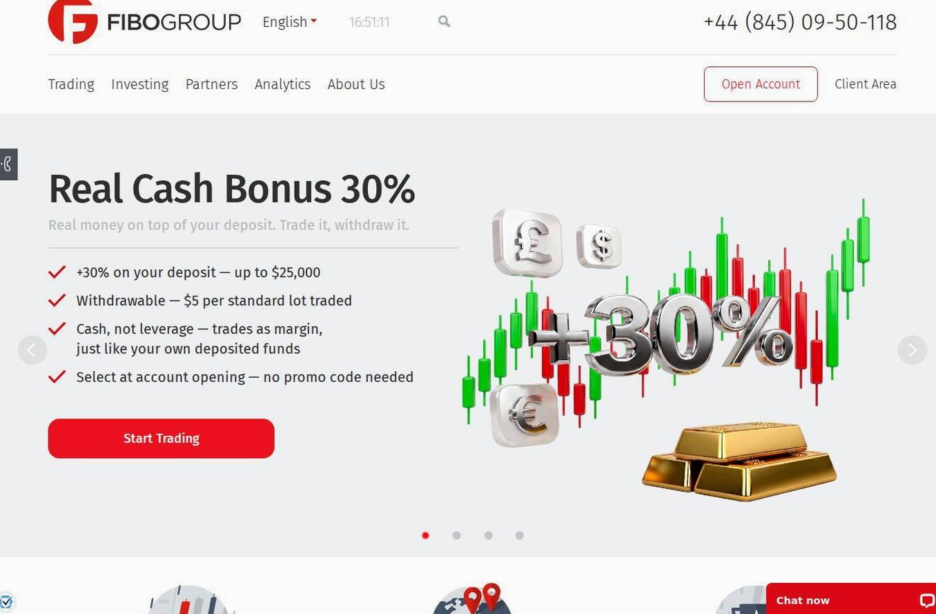 Screenshot of the FIBO Group website