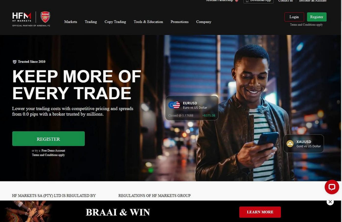 Screenshot of the HFM website