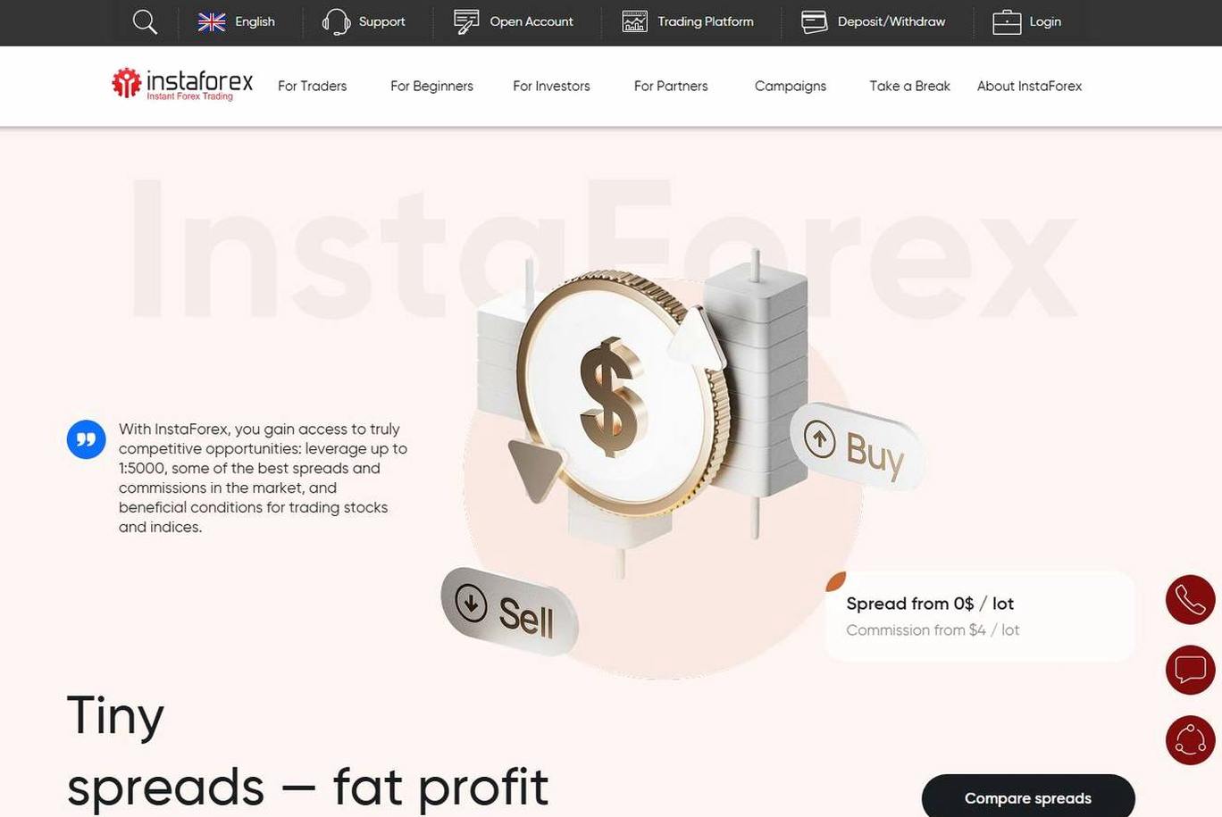 Screenshot of the InstaForex website