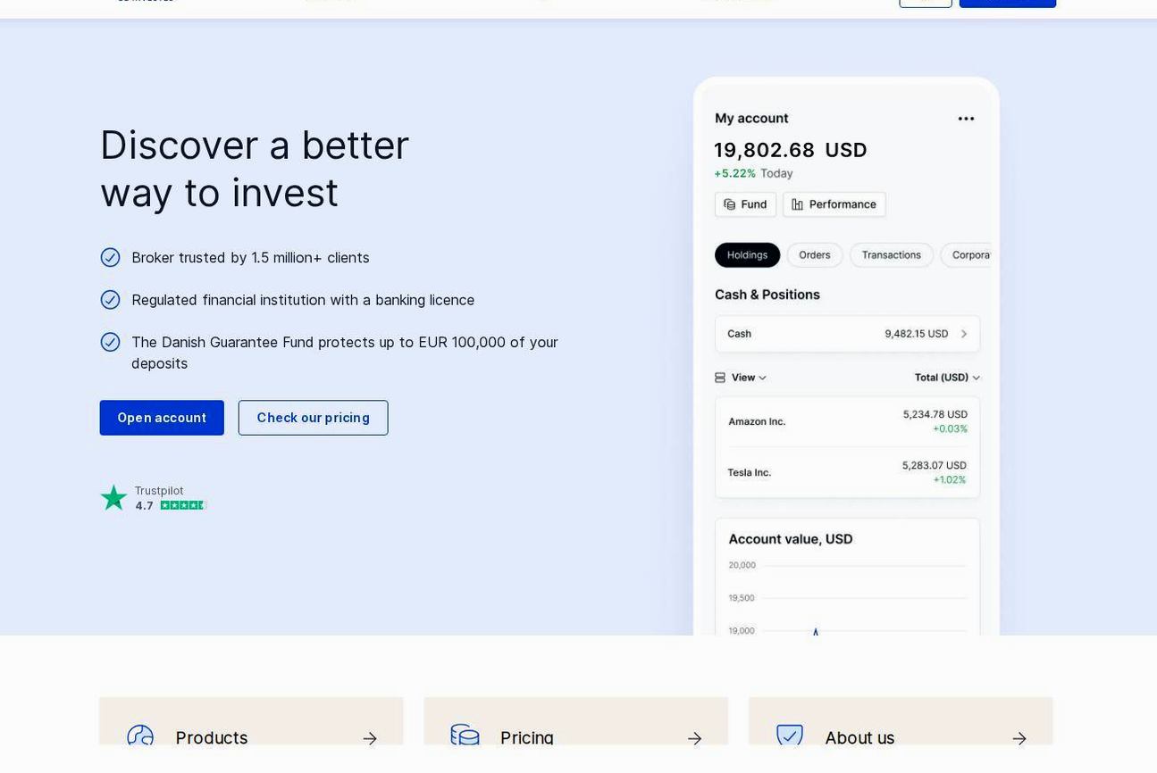 Screenshot of the Saxo Bank website