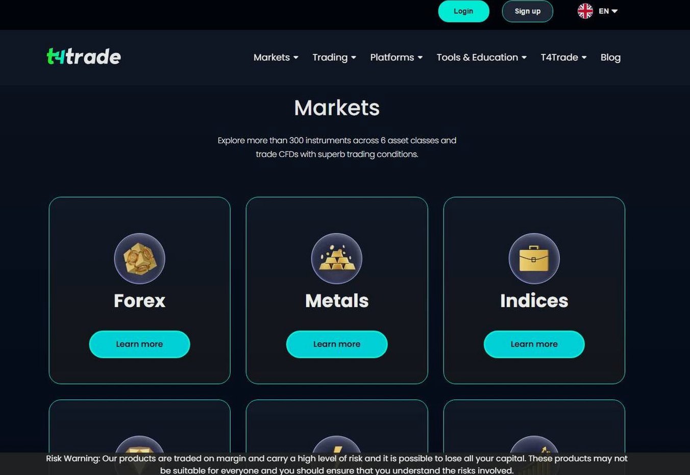 Screenshot of the T4Trade website