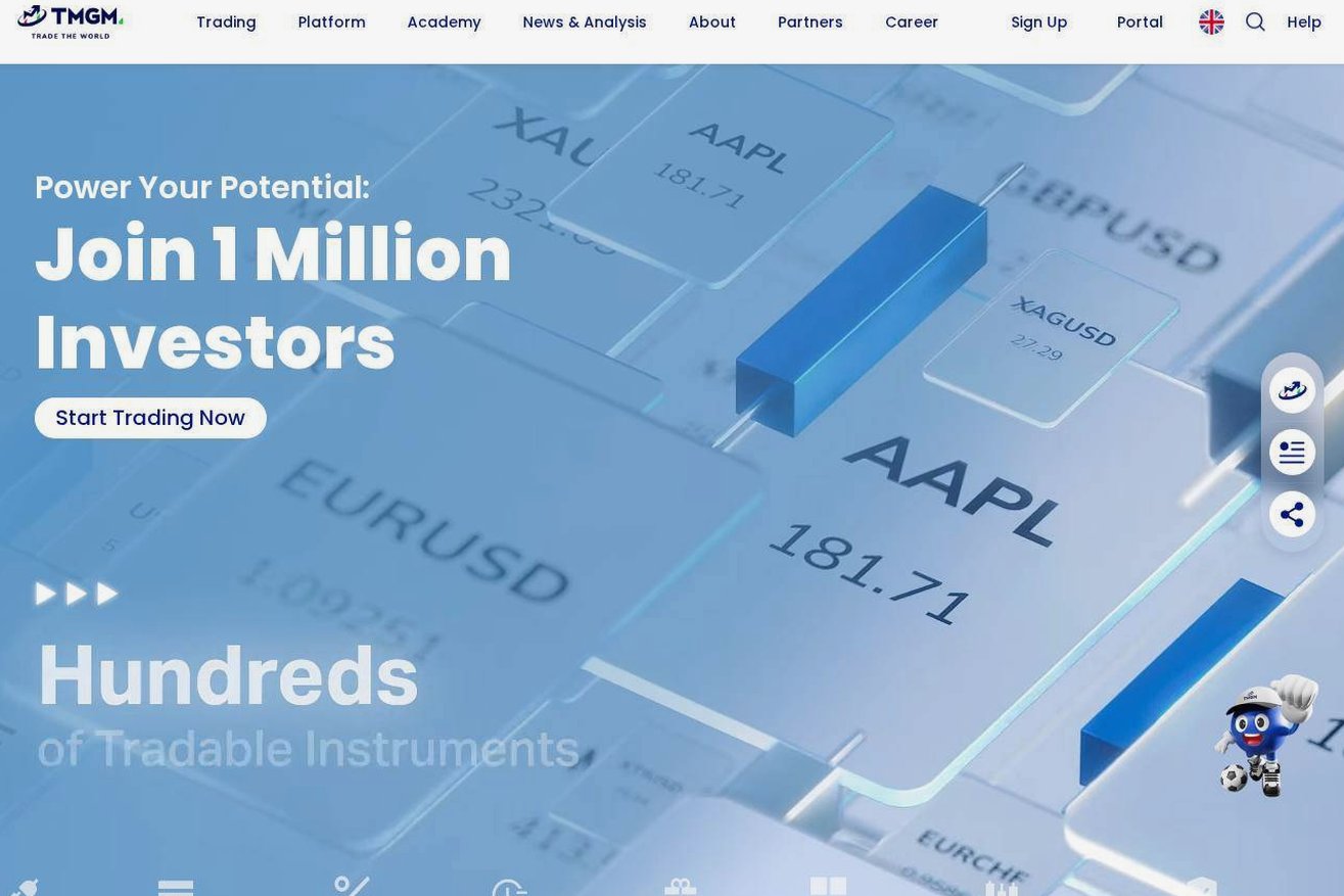 Screenshot of the TMGM website