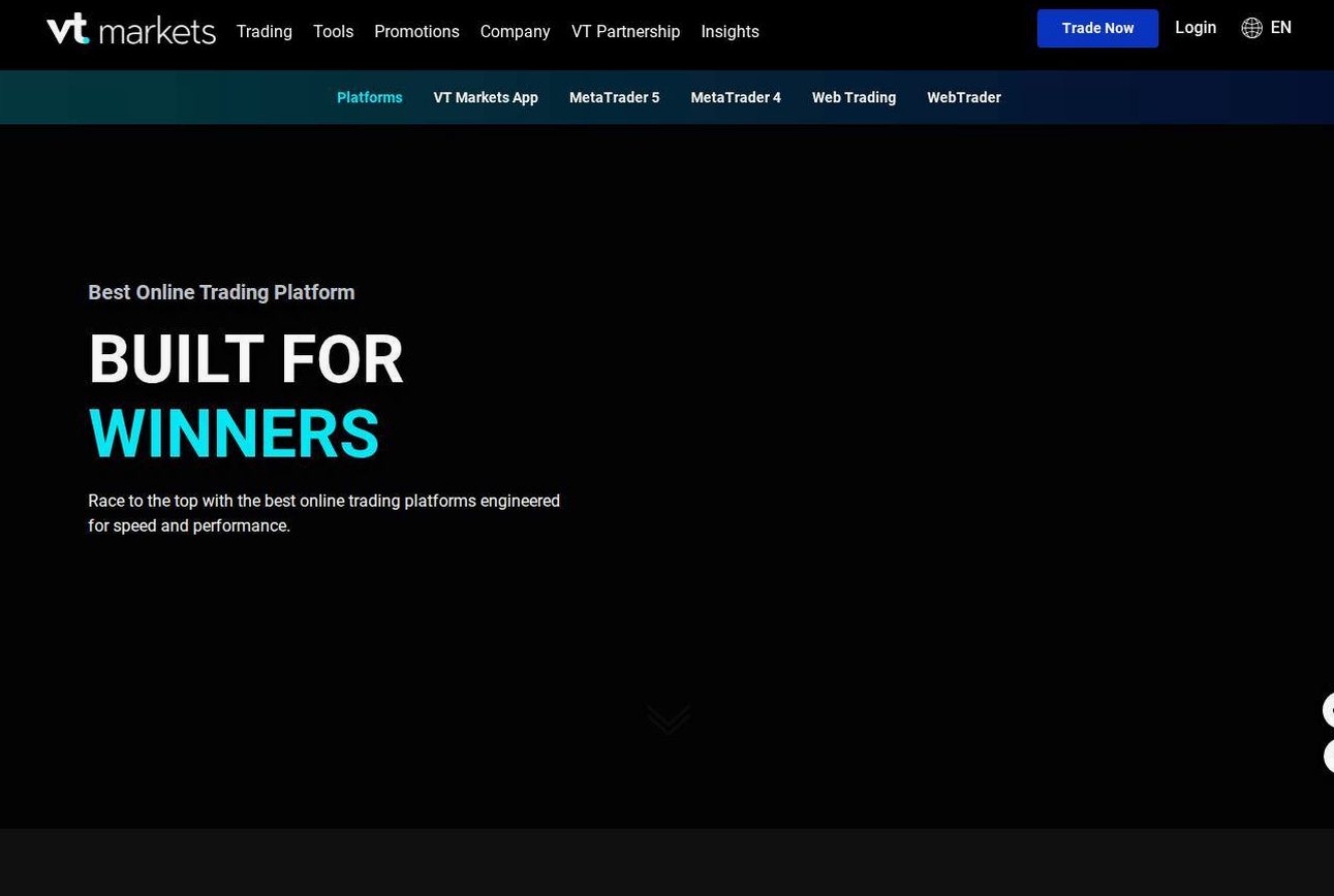The platform page on the VT Markets website