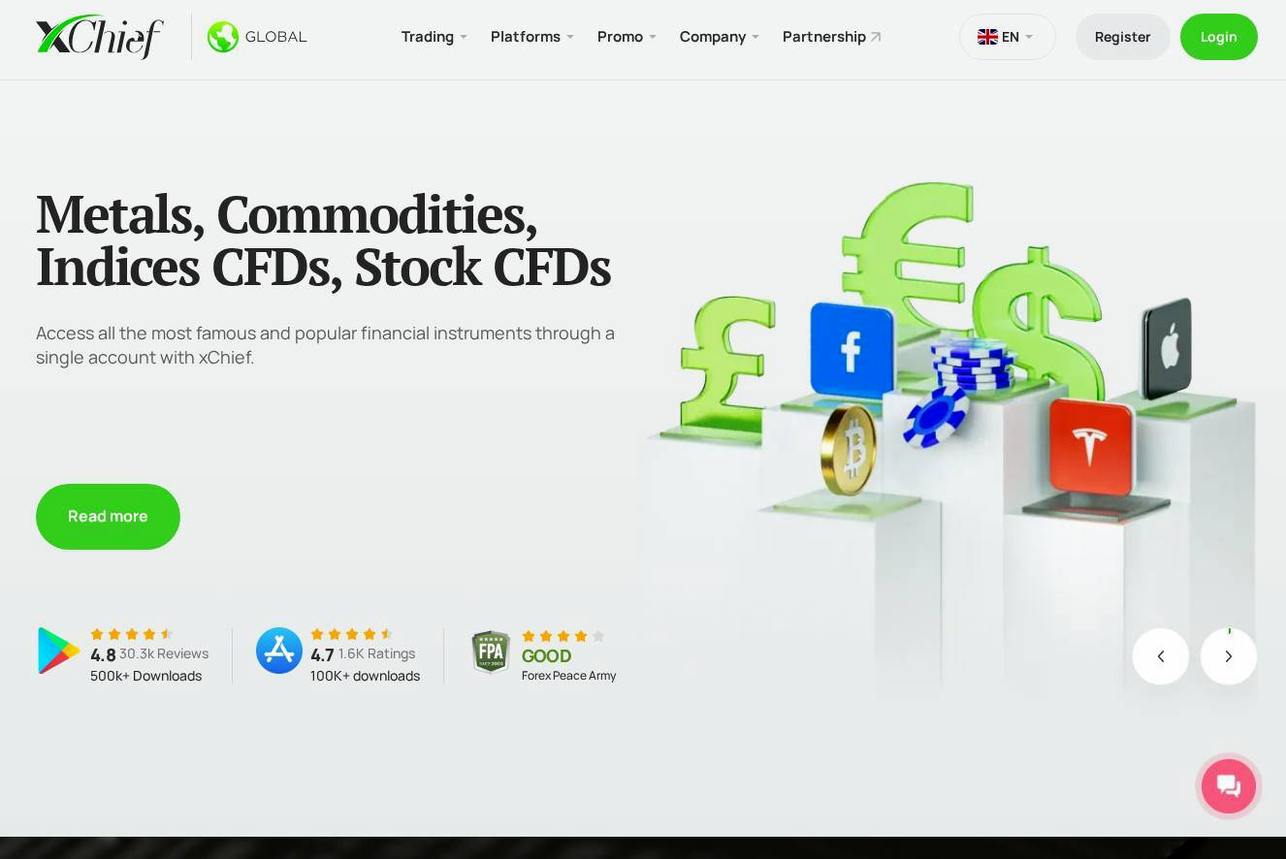 Screenshot of the XChief website